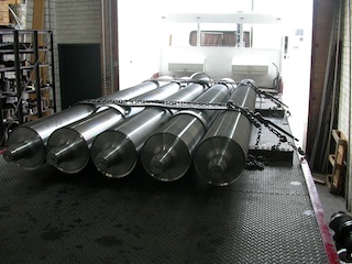 Anilox roller bases on transport to be ceramic coated & engraved